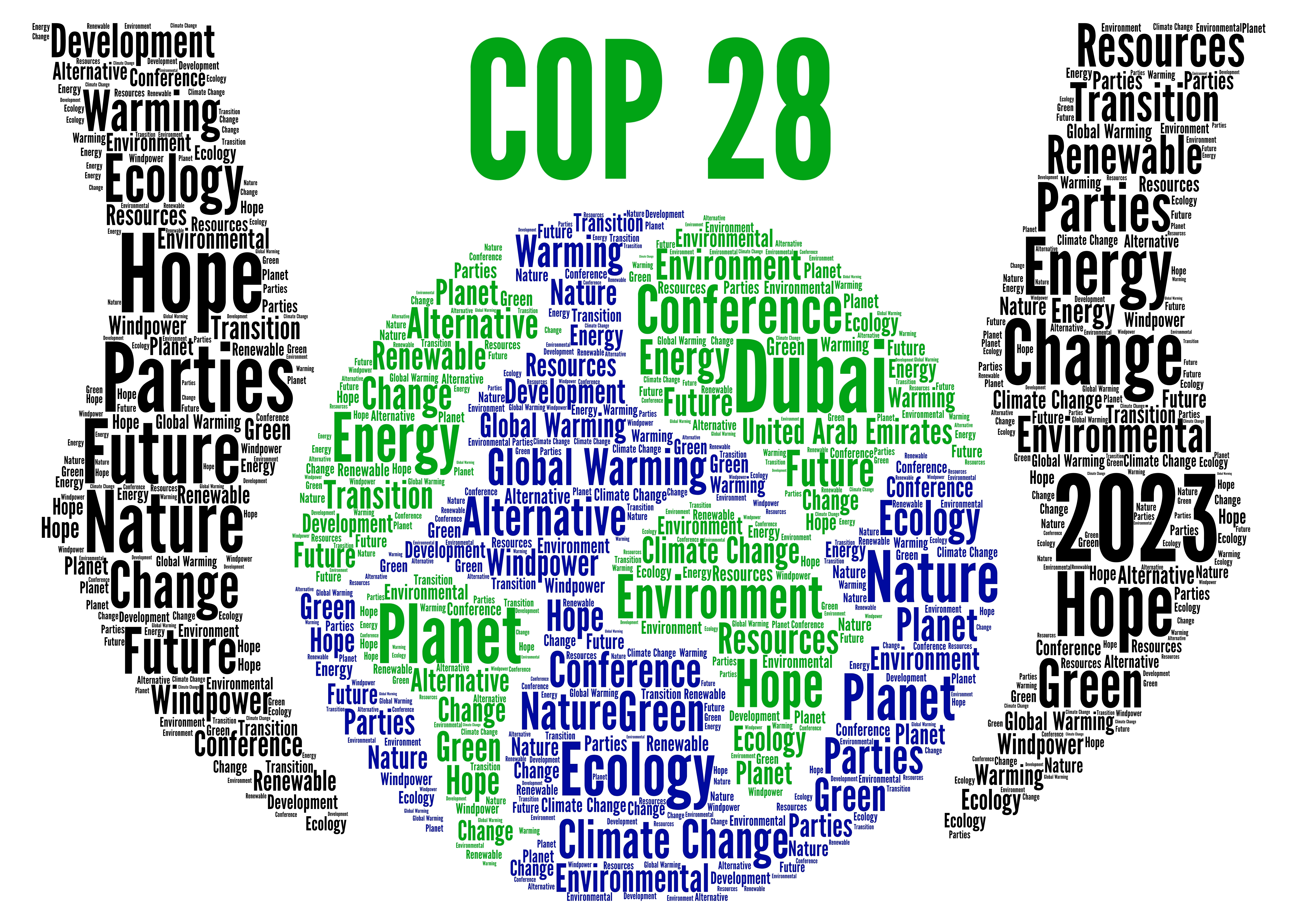 COP 28 in Dubai United Arab Emirates world cloud 